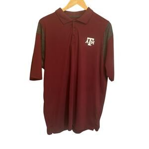 Texas A&M Mens Polo‎ Golf Shirt XL Maroon Gray NCAA Performance Preppy Travel
